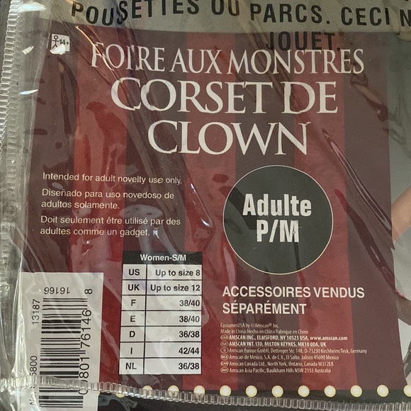 Halloween!! Freakshow clown corset. Adult size S/M - Picture 5 of 6